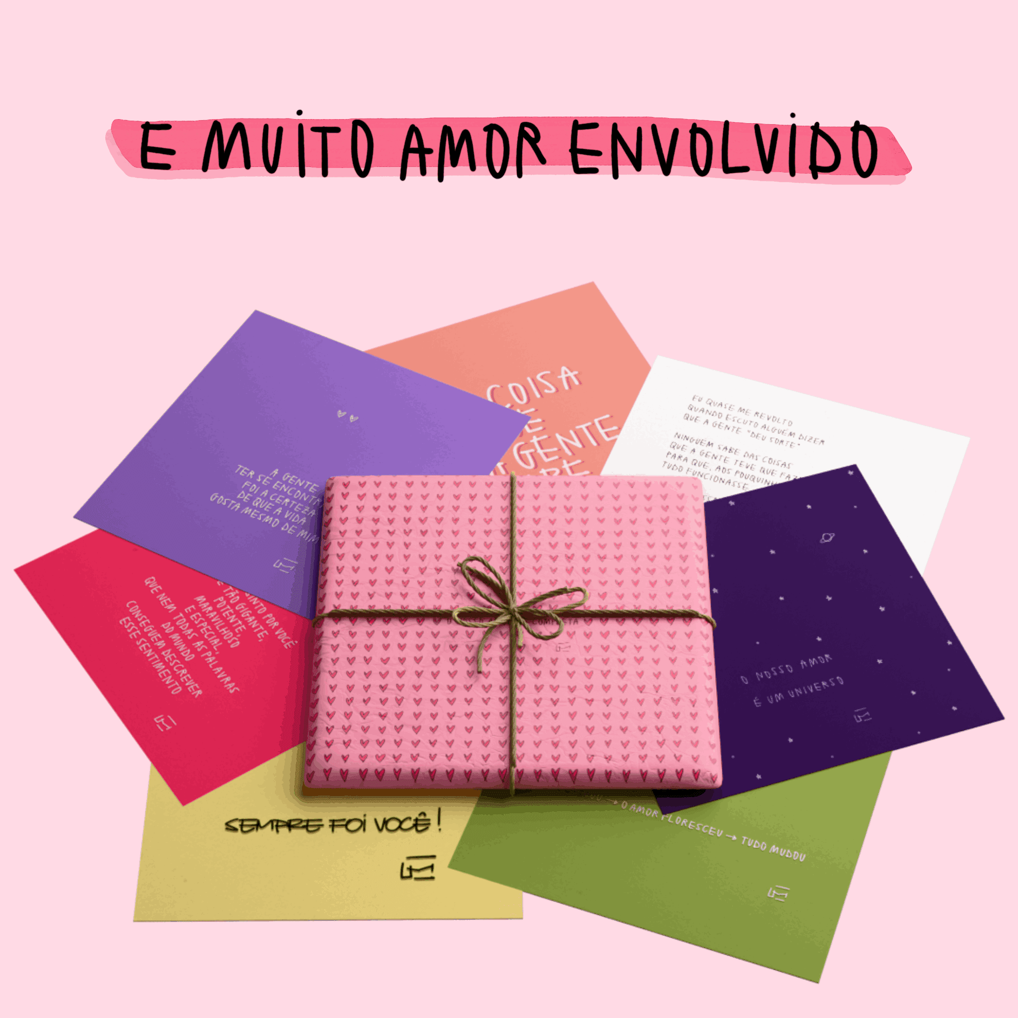 Cartões coloridos do Kit do Amor